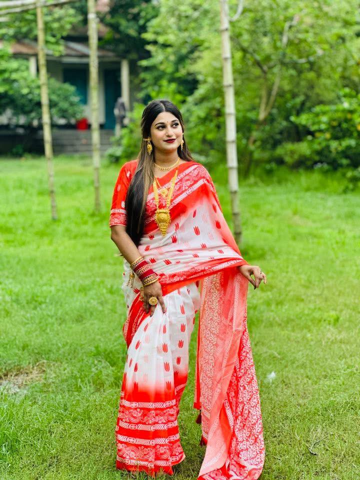 Chanderi silk sharee with blause pcs