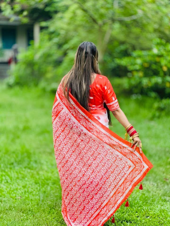 Chanderi silk sharee with blause pcs